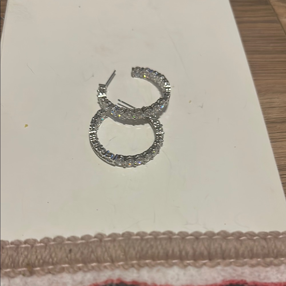 Dazzling Silver Crystal Hoop Earrings 128$